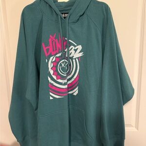 Torrid Teal Blink 182 Hoodie with Pink and White